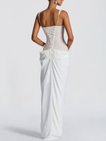 White Lace Corset Sleeveless Maxi Dress