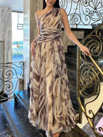 Elegant One-Shoulder Chiffon Maxi Dress