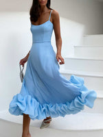 Elegant Ruffled Chiffon Midi Dress