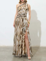 Elegant One-Shoulder Chiffon Maxi Dress