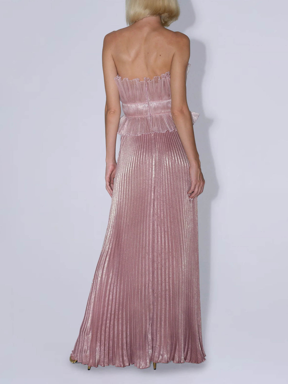Elegant Pleated Strapless Maxi Dress