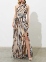 Elegant One-Shoulder Chiffon Maxi Dress