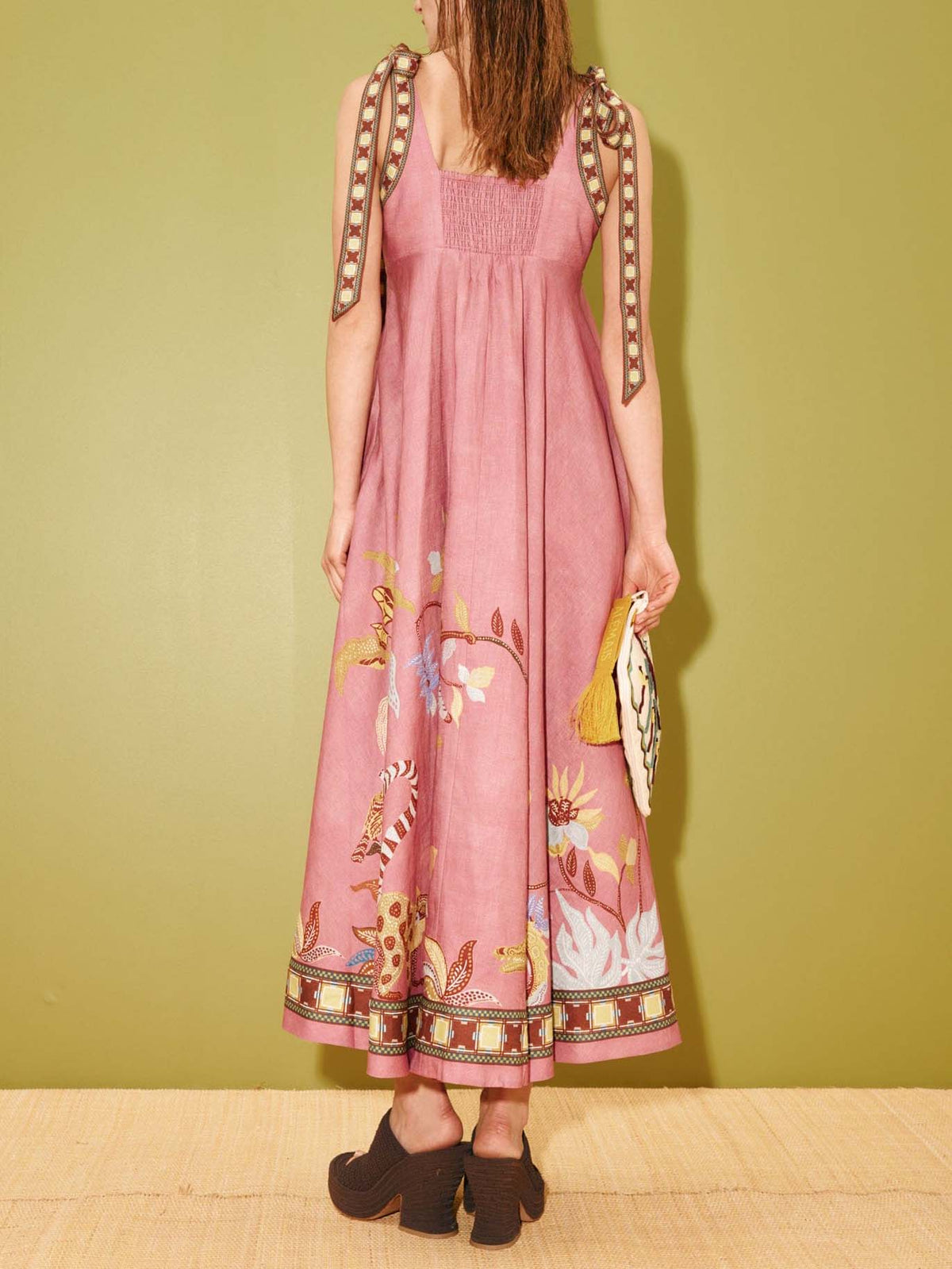 Dusty Pink Shoudler-Tie Maxi Dress