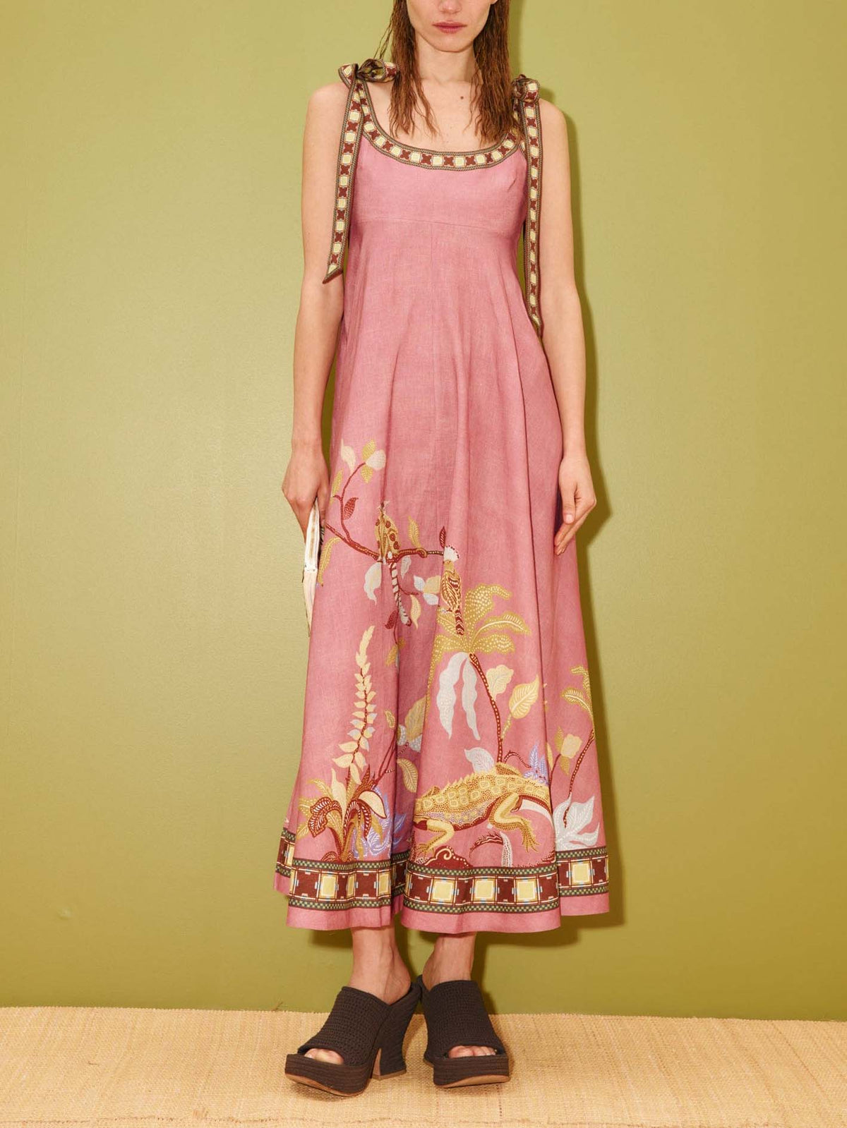 Dusty Pink Shoudler-Tie Maxi Dress