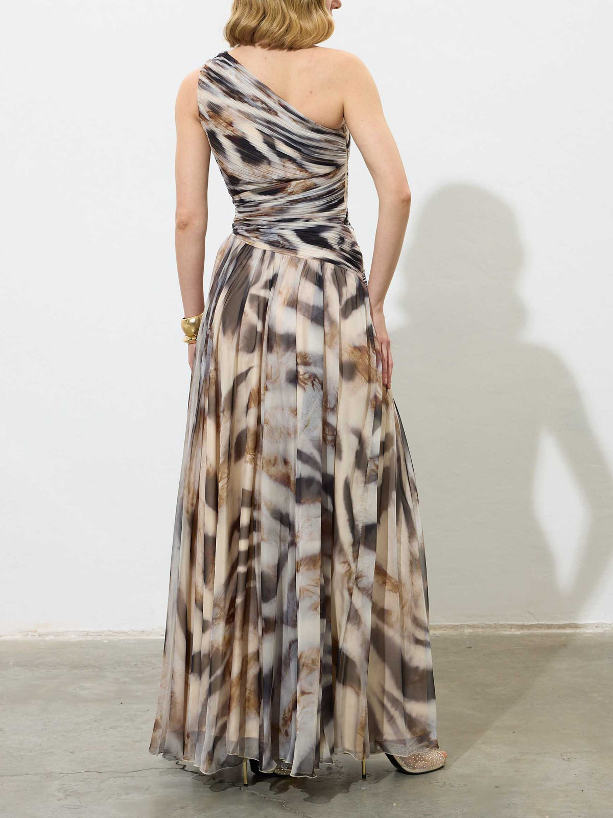 Elegant One-Shoulder Chiffon Maxi Dress
