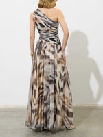Elegant One-Shoulder Chiffon Maxi Dress