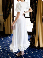 Elegant Solid Ruffle Hem Maxi Dress