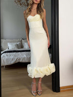 Elegant Ruffled Edge Slip Midi Dress