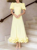 Elegant Solid Ruffle Hem Maxi Dress