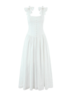 White Bow Detail Midi Dress