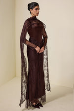 Brown Crochet Lace Shawl Long Dress