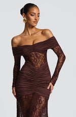 Chic Crochet Lace Off Shoulder Long Sleeves Maxi Dress