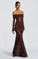 Chic Crochet Lace Off Shoulder Long Sleeves Maxi Dress