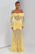 Chic Crochet Lace Off Shoulder Long Sleeves Maxi Dress