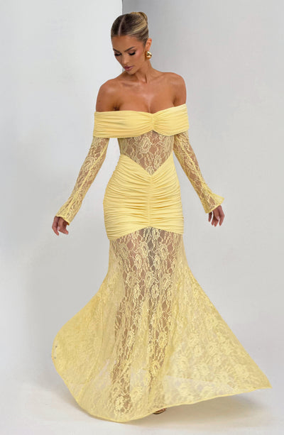 Chic Crochet Lace Off Shoulder Long Sleeves Maxi Dress