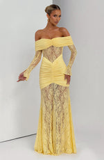 Chic Crochet Lace Off Shoulder Long Sleeves Maxi Dress