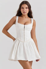 Chic Pleated Waist Mini Dress