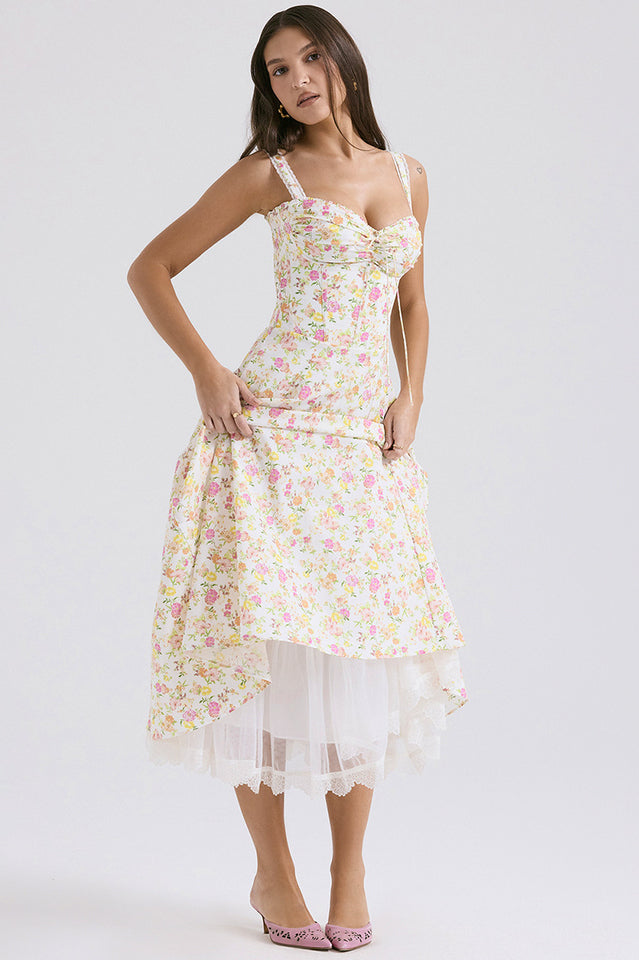 Dainty Floral Slip Midi Sundress