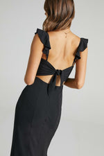 Ruffle Shoulder High Slit Maxi Dress