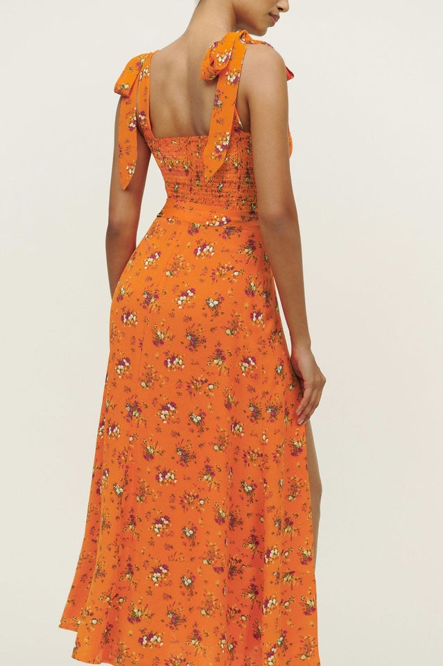 Spring Floral Sleeveless Midi Dress