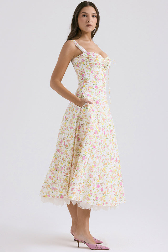 Dainty Floral Slip Midi Sundress