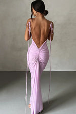 Elegant Ruched Backless Maxi Dress