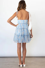 Green Floral Tiered Slip Mini Dress