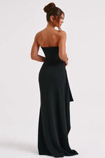 Elegant Bandeau High Slit Maxi Dress