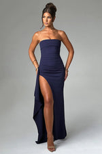 Elegant Bandeau High Slit Maxi Dress