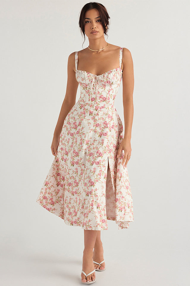 Solid Bustier Slip Midi Sundress