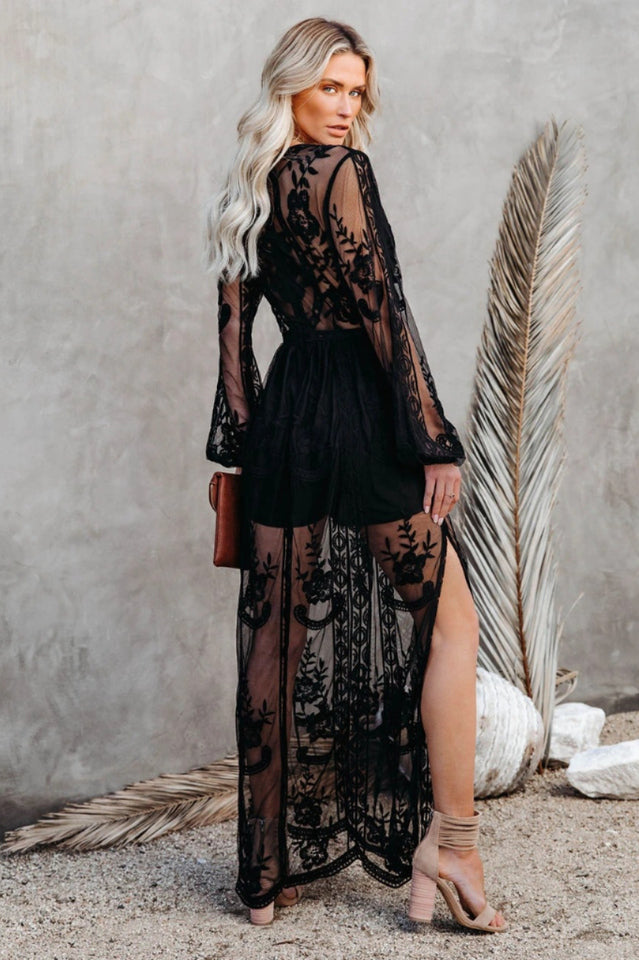 Boho Lace Long Sleeves Maxi Dress