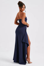Elegant Bandeau High Slit Maxi Dress