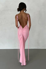 Elegant Ruched Backless Maxi Dress