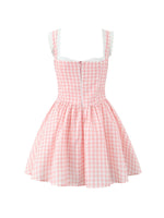 Pink Gingham Print Mini Dress
