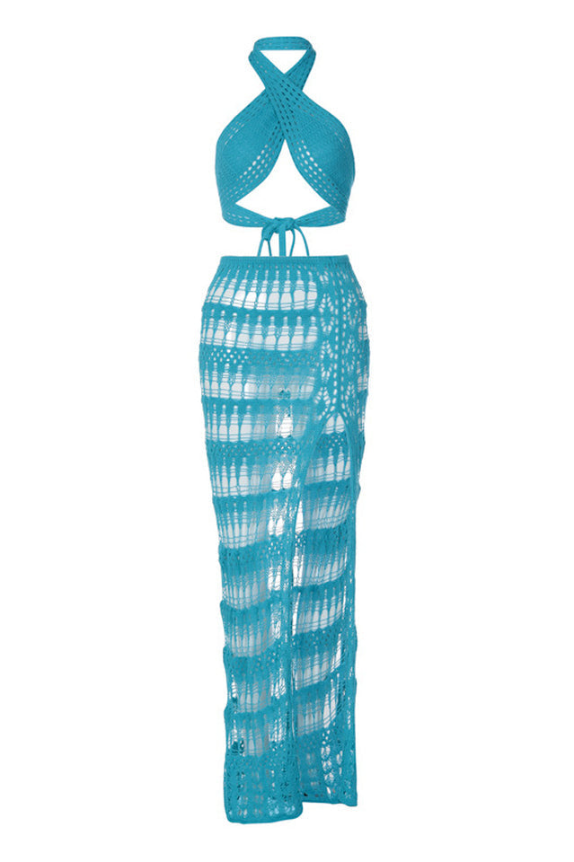 Crochet Knit Bralette and Skirt Set
