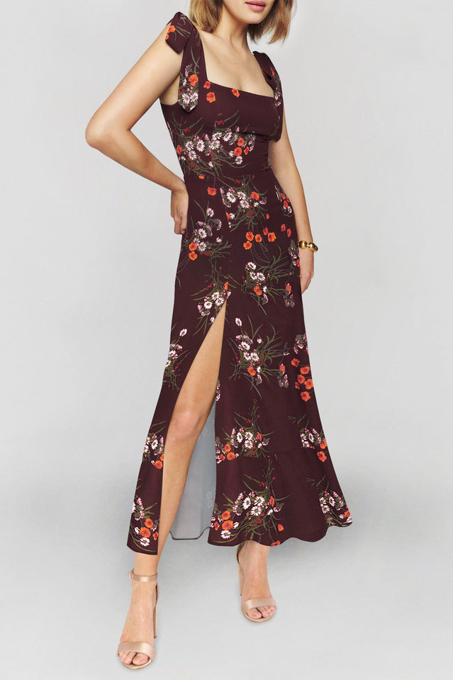 Spring Floral Sleeveless Midi Dress