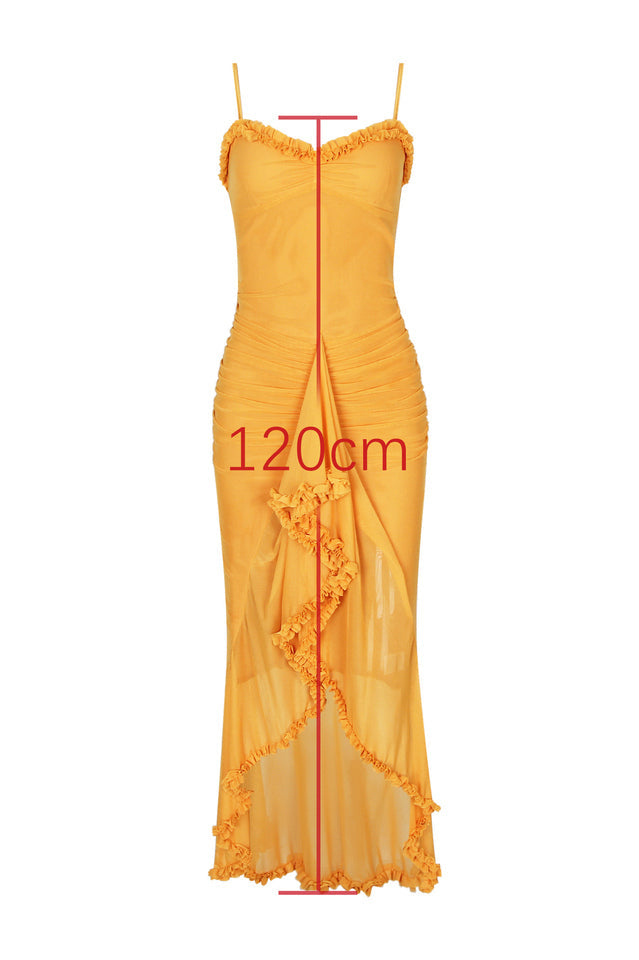 Glam Ruffled Front Ruched Gown
