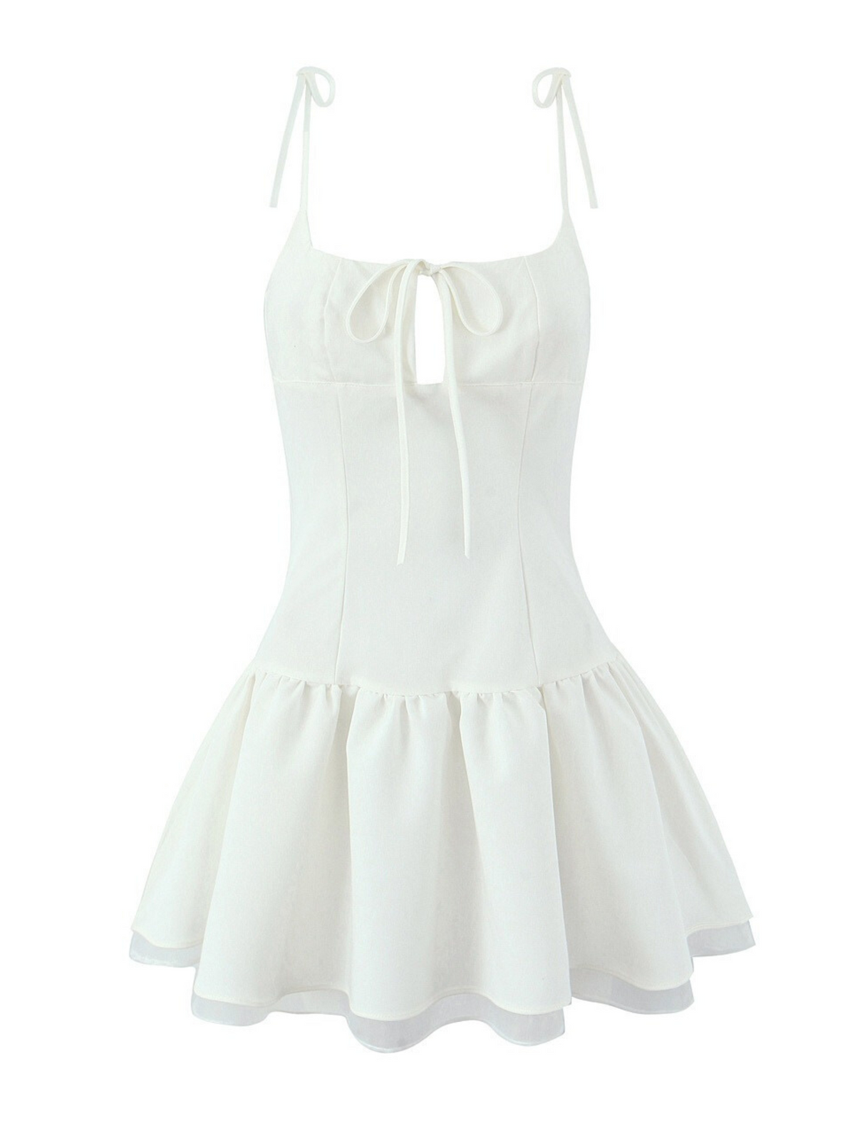 White Shoulder-Tie Mini Dress