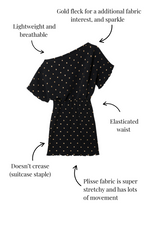 Black Dotted Print One Shoulder Mini Dress