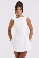 Solid Backless Mini Dress