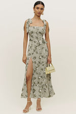 Spring Floral Sleeveless Midi Dress