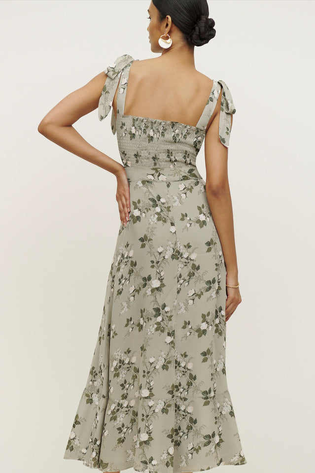 Spring Floral Sleeveless Midi Dress
