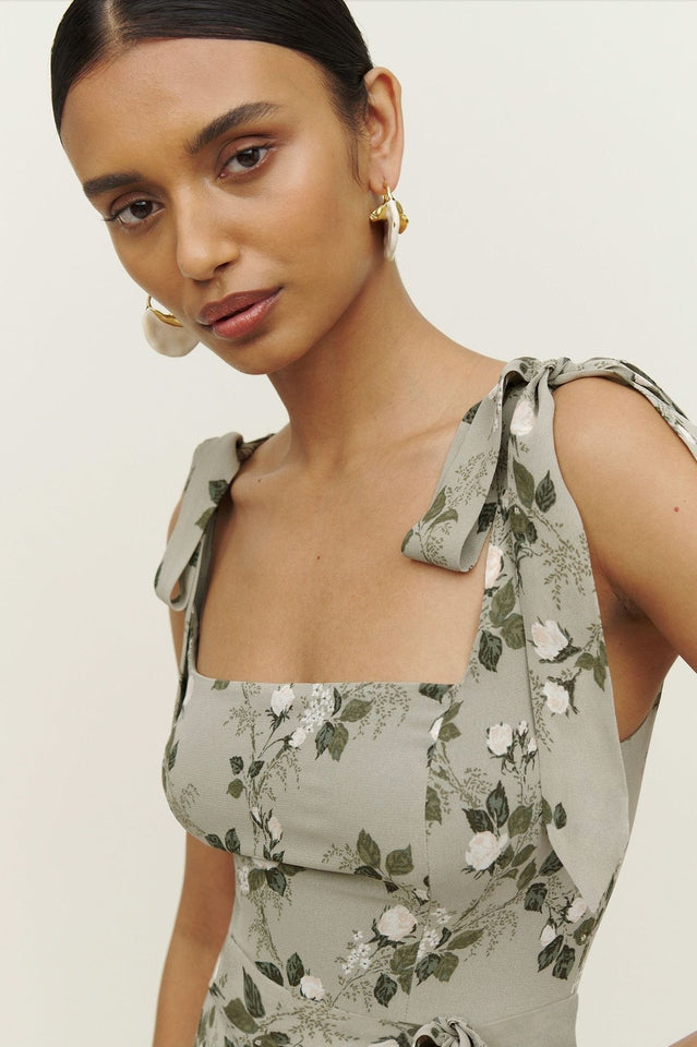 Spring Floral Sleeveless Midi Dress