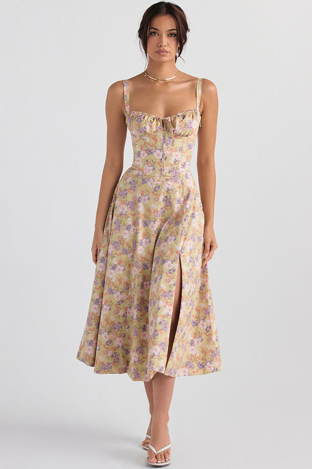 Solid Bustier Slip Midi Sundress