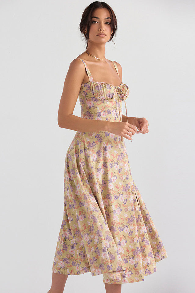 Solid Bustier Slip Midi Sundress