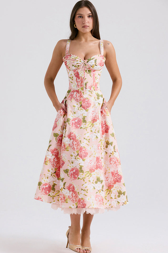 Dainty Floral Slip Midi Sundress