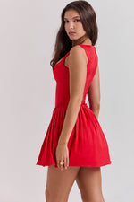 Chic Pleated Waist Mini Dress