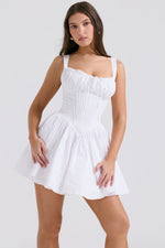 White Front Tie Sleeveless Mini Dress