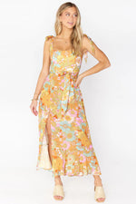 Spring Floral Sleeveless Midi Dress