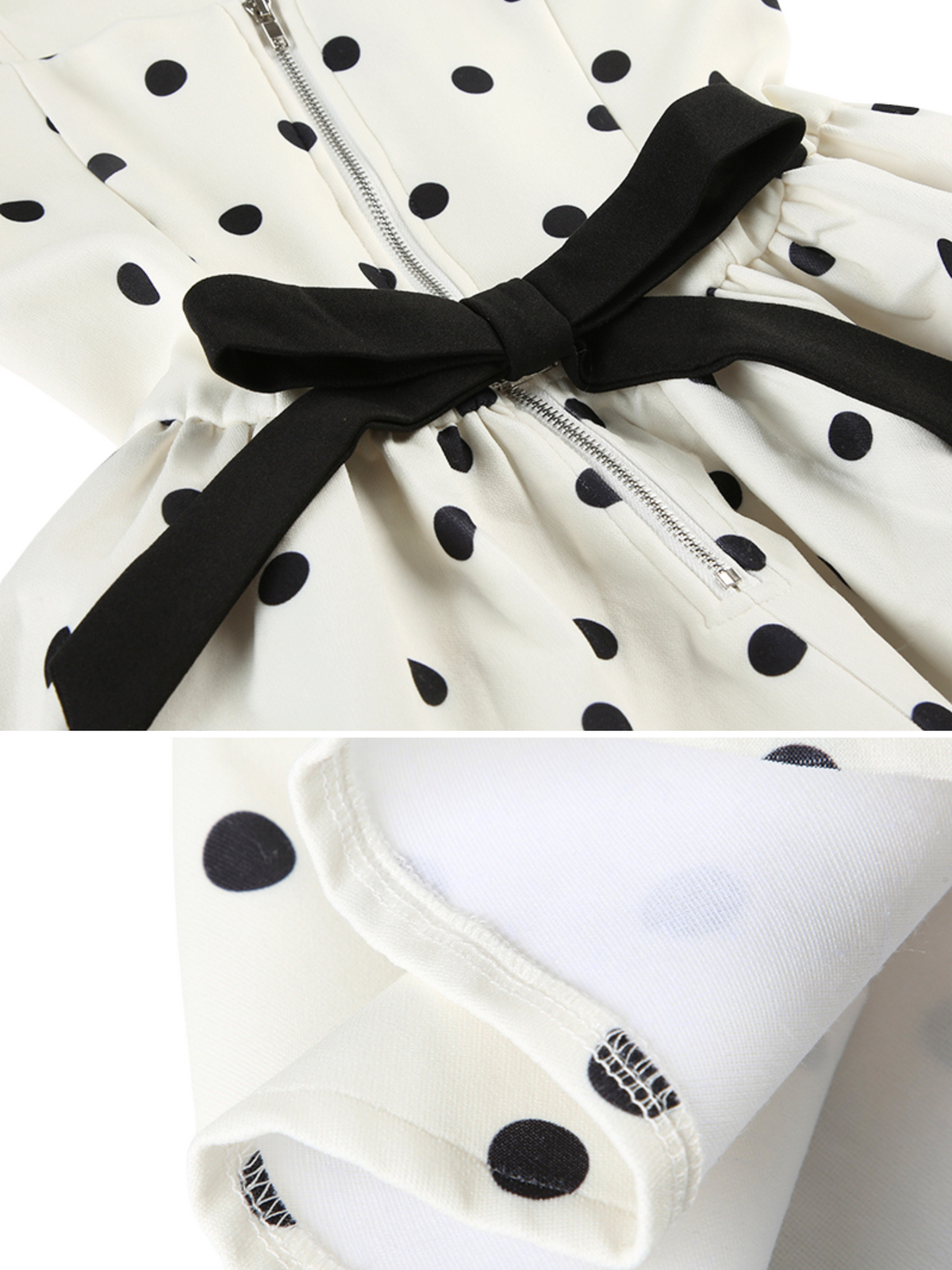 Beige Polka Dot Strapless Mini Dress
